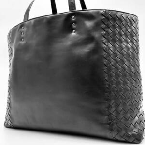 【極美品 大容量】BOTTEGA VENETA ボッテガヴェネタ トートバッグ ビジネスバッグ イントレチャート ブラック 黒 メンズ A4可