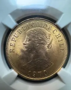 チリ 金貨 1970年 50ペソ NGC MS64 アンティークコイン