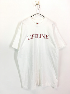 古着 90s USA製 「LIFELINE」 ライフライン ロゴ Tシャツ XL