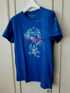 POLO RALPH LAUREN レディースM ラルフローレン和柄プリント 漢字ロゴ刺繍 半袖 Tシャツ ブルー 正規品 送料無料