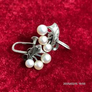 SILVER シルバー MIKIMOTO ミキモト リボン パール 真珠 イヤリング ピアス アクセサリー 小物 装飾品