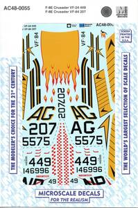 1/48 Microscale decals マイクロスケール デカール　48-0055 F-8E Crusader VF-24 449 - F-8C Crusader VF-84 207