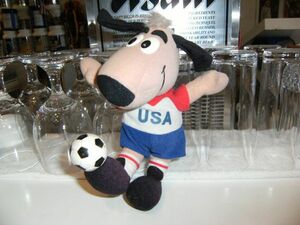 非売品★昭和レトロ★1994年 FIFA ワールドカップ サッカー USA マスコット 人形 ぬいぐるみ 犬 ダックスフンド★アメリカ 米国 DOG