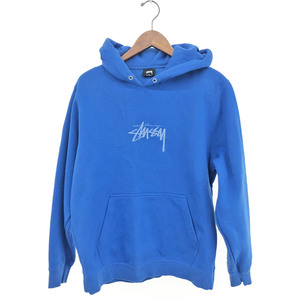 ◆STUSSY ステューシー プルオーバーパーカー サイズS◆ ブルー コットン メンズ トップス ストックロゴ