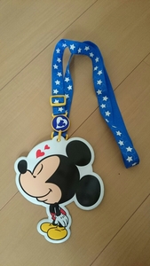 状態良好！【ディズニー Disney】パスポート入れ チケット入れ チケットホルダー ミッキーマウス ディズニーランド 青ブルー 首かけ 2010年