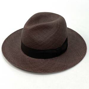 極美品 STETSON / ステットソン STANDARD PANAMA / スタンダードパナマ SE658 57cm SSM4349 ブラウン パナマハット 麦わら帽子 カンカン帽