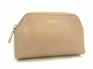 ■極美品■ FURLA フルラ レザー メイクポーチ マルチポーチ マルチケース 小物入れ レディース ブラウン系 DF9219