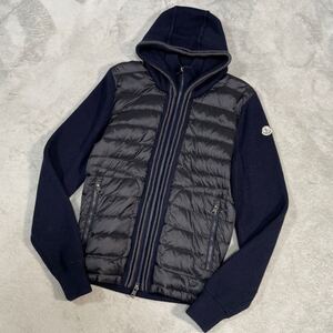 1円　極美品　 MONCLER モンクレール　ニット切替ダウンジャケット　ネイビー　Sサイズ 10983