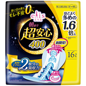 【まとめ買う】[12月25日まで特価]エリス 朝まで超安心 特に心配な夜用 羽つき 40cm 16コ入×7個セット