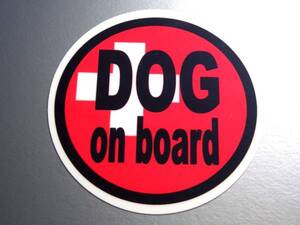 ｒ1●DOG on boardスイス国旗ステッカー 15cmサイズ 犬●DOG in CAR_ 車に乗ってます ワンコ ペット EU