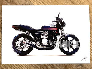 KAWASAKI Z400FX バイクイラスト ハガキサイズ プリント №3