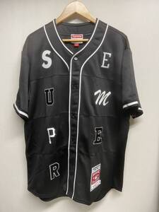 【Supreme シュプリーム】 21AW ×Mitchell & Ness Patchwork Baseball Jersey パッチワークベースボールシャツ ブラック XL 2408oki k