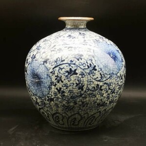 旧家蔵出 古玩 陶瓷器手青花瓷花瓶