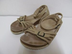 (59826)BIRKENSTOCK ビルケンシュトック サンダル スエード ベージュ 38 24.5㎝ USED