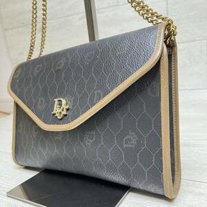 クリスチャンディオール Christian Dior ハニカム柄 2WAY チェーン　ショルダーバッグ レザー ヴィンテージ 金具　ロゴ