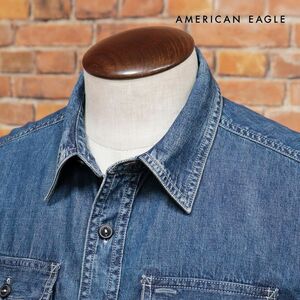 1円/AMERICAN EAGLE/Lサイズ/訳 デニム シャツ 7453-1053 赤耳 セルビッチ ヴィンテージ こなれ感 長袖 新品/青/ブルー/jb126/