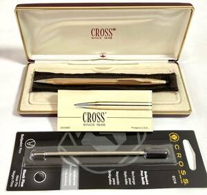 【超美品】 CROSS クロス 旧ロゴ クラシックセンチュリー 14金張り ボールペン 布ケース 黒純正リフィル付き ヴィンテージ