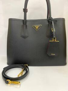 ♪ 1円～ PRADA プラダ ドゥーブレ ミディアム 2WAY バッグ サフィアーノレザー 1BG775 ※商品説明欄 画像有