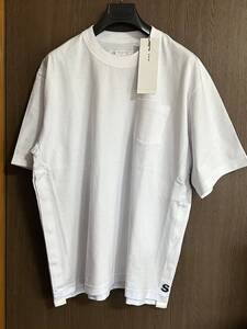 白3新品 sacai サカイ メンズ S ロゴ パッチ Tシャツ オフホワイト 23SS size 23SS 白 L 半袖 カットソー