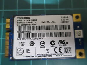 TOSHIBA　THNSNF１２８GMCS　１２８GB　ｍＳＡＴＡ　SSD　正常　エラーなし　１５２３時間