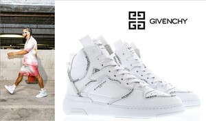 美品★GIVENCHY ジバンシイ★Wing Hightop Piping Sneaker パイピングロゴハイカットスニーカー★26cm★UK41★ホワイト白【本物保証】