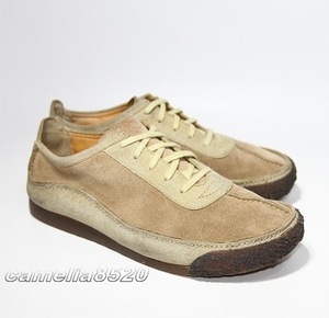 Clarks クラークス ウォーキングシューズ スニーカー サンドベージュ スエード US8.5 UK8 約26cm 中古 美品