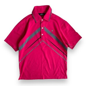 国内正規品★ Munsing Wear マンシングウェア ロゴ 半袖 ゴルフ ポロシャツ Mサイズ ピンク系 GOLF ウェア ユニフォーム カジュアル POLO