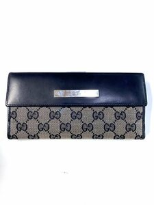 【即決】 GUCCI グッチ GGキャンバス 長財布 035・1408・2150 ブラック グレー レザー 札入れ ロングウォレット