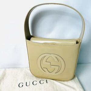 グッチ GUCCI インターロッキング Gレザー ハンド トート バッグ ミニ カバン クリーム レディース 保存袋付T0604