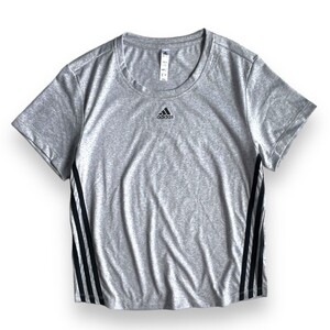 国内正規品★ adidas アディダス 半袖 ロゴ プリント ポリエステル Tシャツ S レディース グレー トレーニング ウェア スポーツ ジム 運動