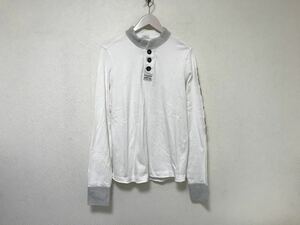 本物アバクロンビー&フィッチAbercrombie&Fitchコットンヘンリーネック長袖TシャツロンTビジネススーツサーフアメカジメンズ白ホワイトM