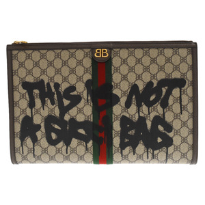 GUCCI グッチ×BALENCIAGA The Hacker Clutch Bag グッチ ザ ハッカー クラッチ バッグ セカンド バッグ ベージュ/ブラウン 680381