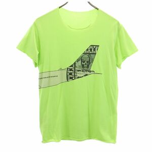 ルシアンペラフィネ イタリア製 半袖 カットオフ加工 Tシャツ S 黄緑 Lucien Pellat-Finet メンズ