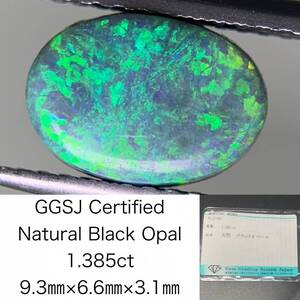 ブラックオパール 1.385ct 宝石ソーティング付き 9.3×6.6×3.1 ルース（ 裸石 ） 2966Y