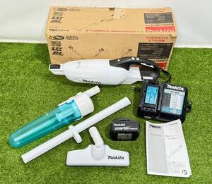 動画有り/おまけ バッテリ・充電器付き★ makita マキタ 充電式クリーナ CL281FD/BL1860 白 コードレス 掃除機 領収OK h0202-15-6.5B