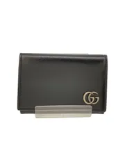 GUCCI 表面キズ有 GGマーモント カードケース レザー ブラック 無地 メンズ 665453・2067