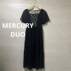 MERCURY DUO★半袖 ドレス ワンピース ロング シアー プリーツ 刺繍