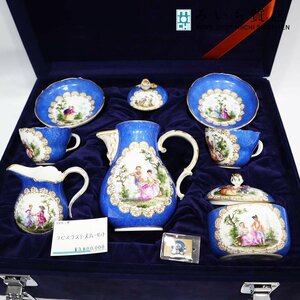 質屋 マイセン MEISSEN アンティーク ラピスラズリ ティーカップ ポットセット シュガーポット 定価380万 23k33-1 みいち質店