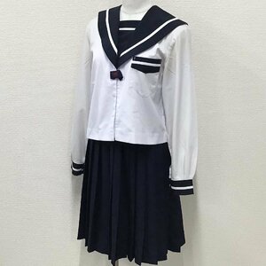 O798/S1257(中古)宮崎県 宮崎市立宮崎西中学校 女子制服2点 /5/W72/合服セーラー/冬スカート/Hatoya/KANKO/白1本/紺/高校/学生服/卒業生品