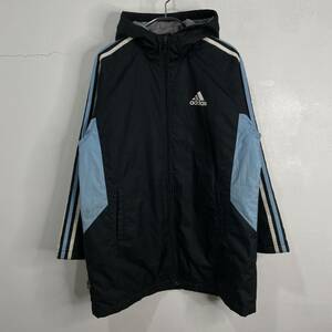 送料無料☆adidas☆アディダス☆中綿入りナイロンジャケット☆ベンチコート☆パフォーマンスロゴ☆ブラック☆ボーイズ160☆C23