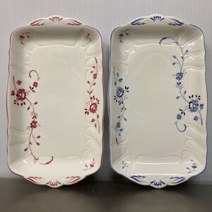 NIKKO VILLEROY & BOCH edel blume ニッコー ビレロイ&ボッホ パーティープレート 2枚 セット ペア スクエア 角皿