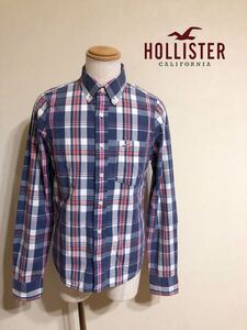 HOLLISTER ホリスター ボタンダウン タータンチェック柄 トップス ネルシャツ サイズM 長袖 ネイビー 赤 白