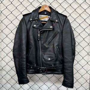 Schott 618 ダブル ライダース ジャケット 32 インチ Schott USA製 黒 ブラック 1980s 1990s バイカータグ 後期 ヴィンテージ 古着 希少