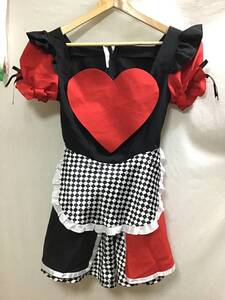 女性用 レディース コスプレ 衣装 メイド服 ワンピース 赤 黒 チェック ハート 足飾り付 Emily 送660