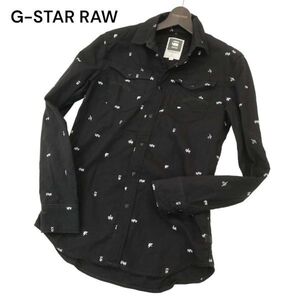 G-STAR RAW ジースター ロウ 通年 【ARC 3D SHIRT L/S】 総柄 長袖 ワーク スリム シャツ Sz.S　メンズ 黒　C4T02441_3#C