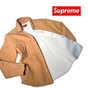 【幻の逸品】極上美品◆ Supreme シュプリーム ◆立体ビッグロゴ ボアジャケットアウター コットン ジャケット　サイズ M