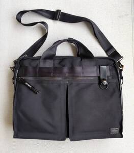 ★良品★ PORTER HEAT 2WAY BRIEFCASE ポーター ブリーフケース BLK ビジネスバッグ ショルダーバッグ 吉田カバン