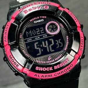 美品 CASIO カシオ Baby-G ベビージー Reef リーフ BGD-120-1JF 腕時計 クオーツ デジタル 多機能 ブラック×ピンク 新品電池交換済み