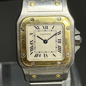 C026-H15-2037 ◎ Cartier カルティエ サントスガルべ 腕時計 レディース クオーツ 18Kベゼル 1057930