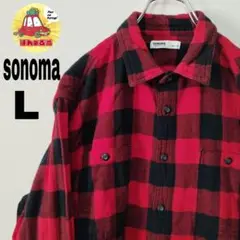 usa古着 sonoma ネルシャツ　L レッド　ブラック　チェック